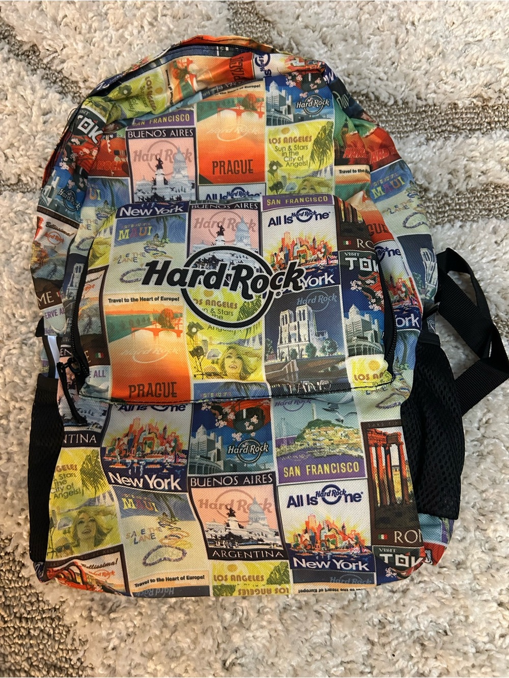 Hard Rock Cafe Multicolor City-Posters Print Backpack